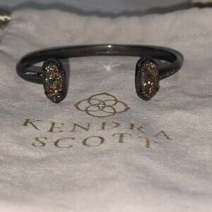Kendra Scott Elton Gunmetal And Multi Color Drusy Station Cuff Bracelet‎
